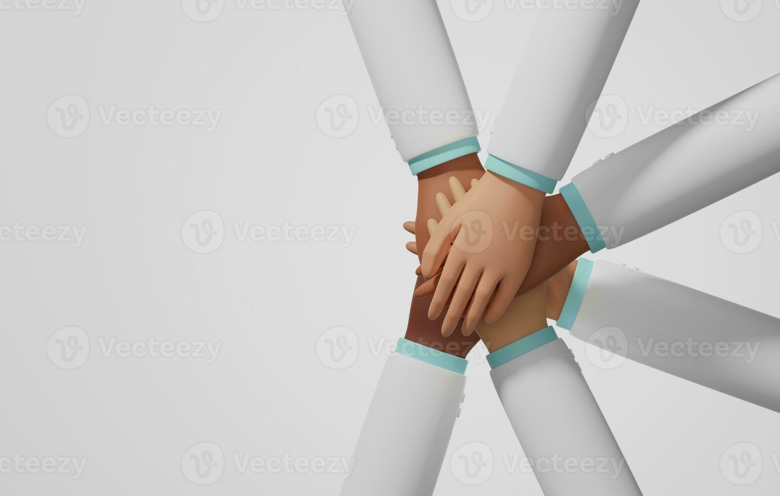 Group doctors hands working together as medical team. 3d illustration,3d rendering photo