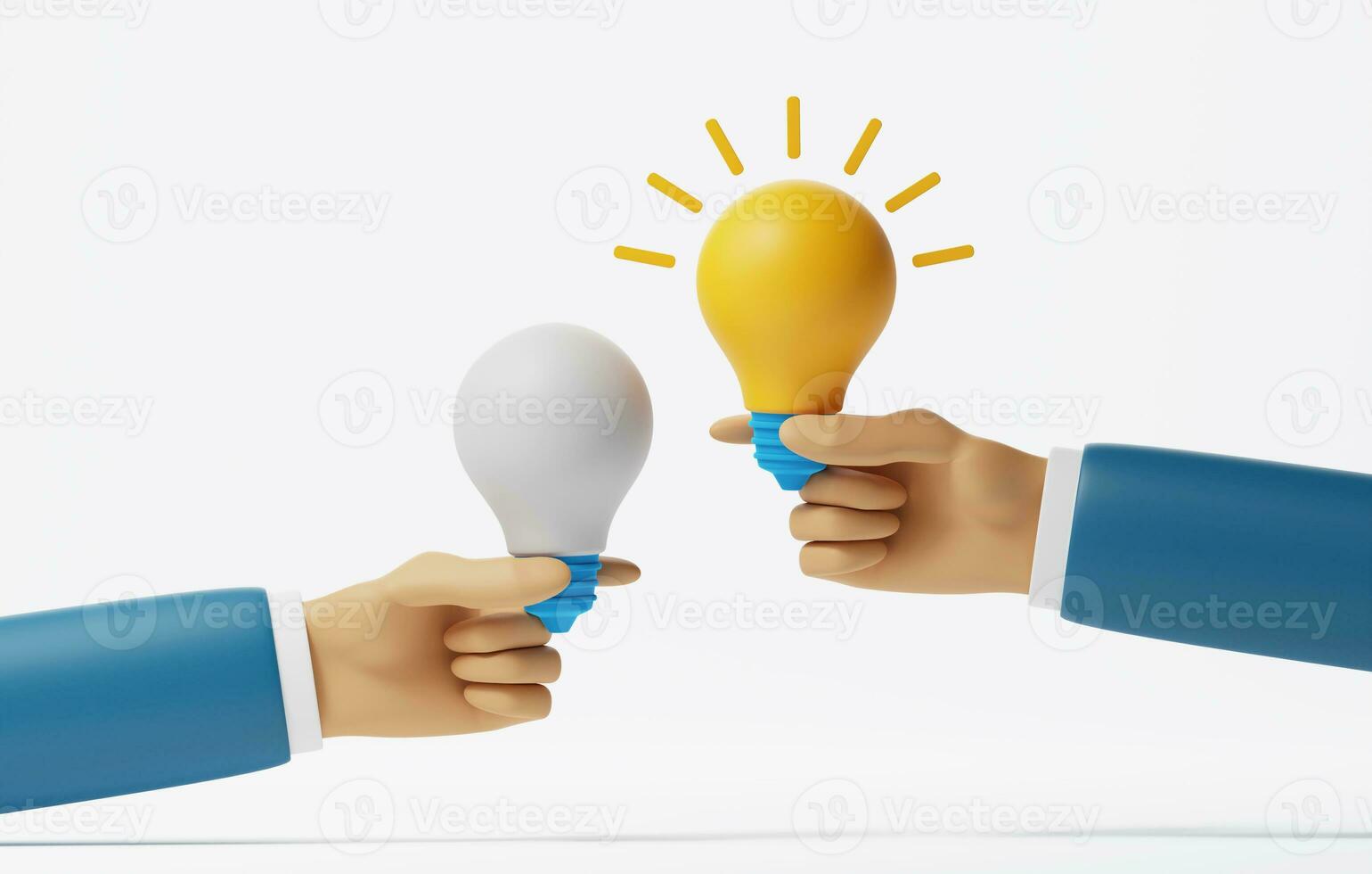 Two businessman with different creative ideas in business. 3d rendering, 3d illustration photo