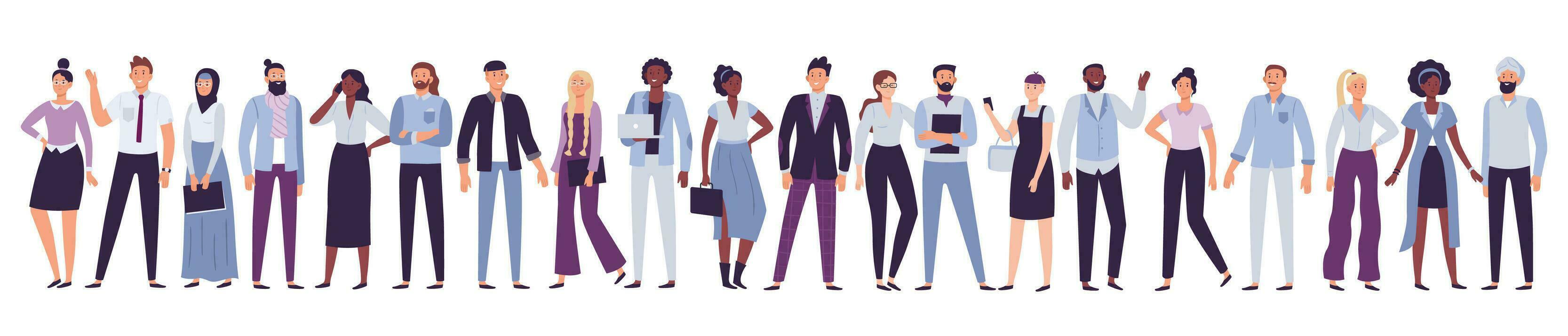 Business company people. Office team, multicultural collective workers group and businessman community vector illustration