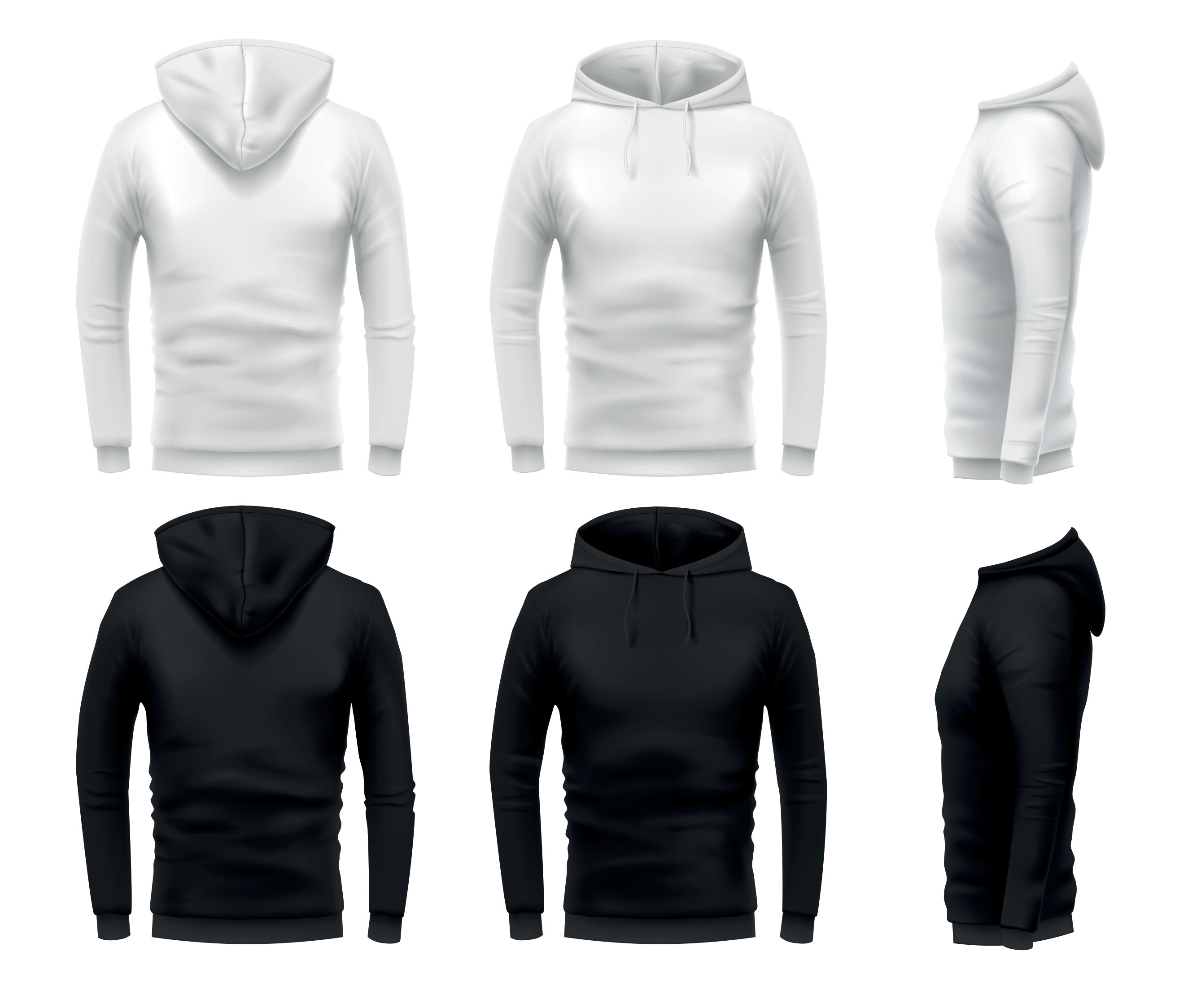 Realistic hoodie mockup. Black sweatshirt, white urban wearing hoodie ...