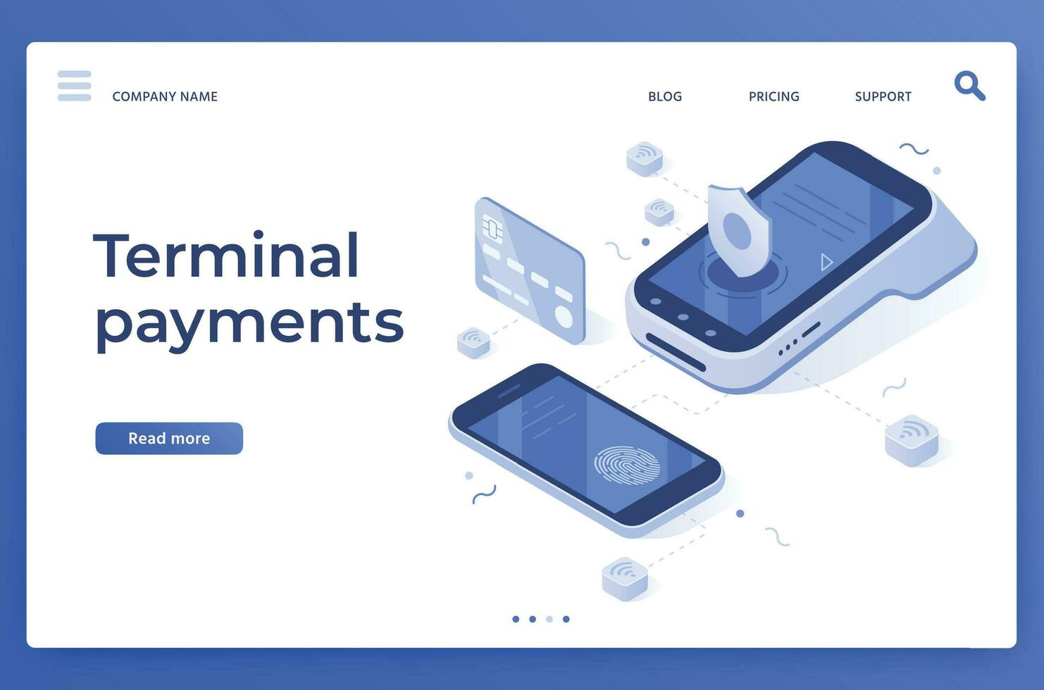 Isometric pos terminal payments. Money transfers, smartphone payment services and digital pay vector illustration