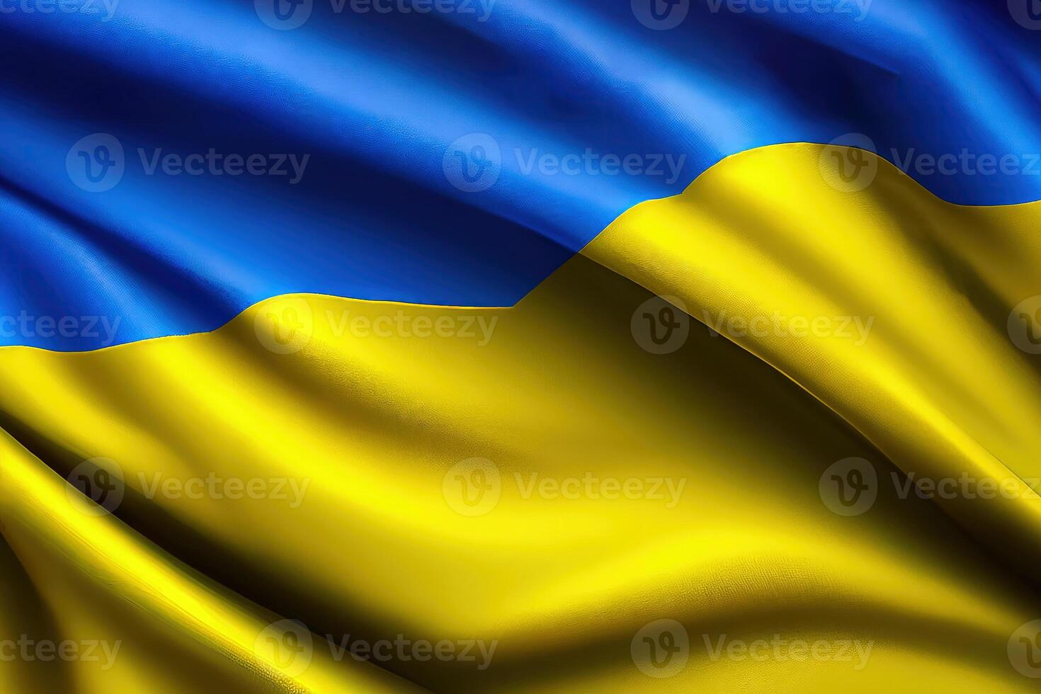 el bandera de Ucrania se balancea en el viento. fondo de pantalla, fondo, póster, tarjeta postal, bandera, emblema - generativo ai foto