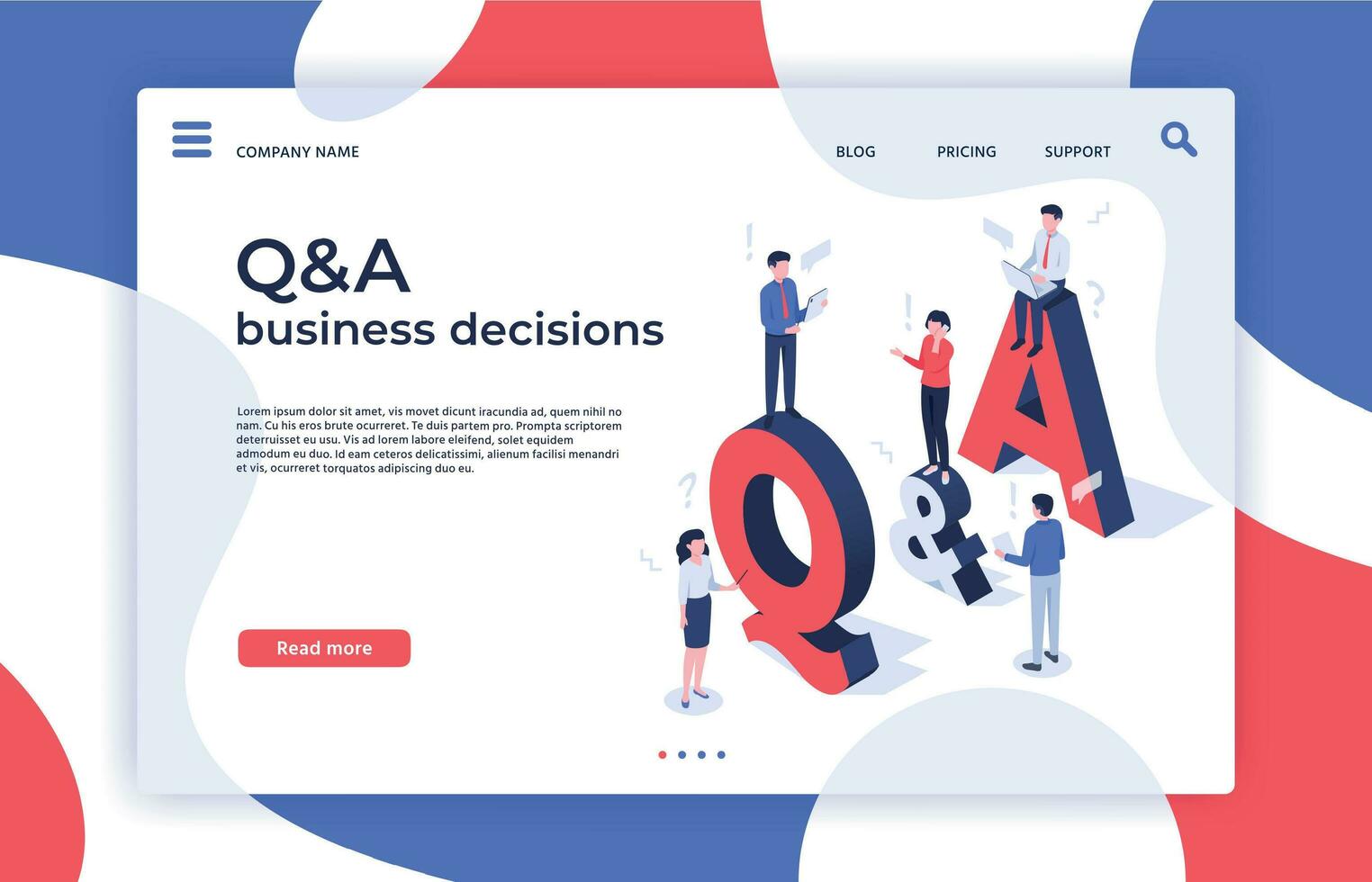 Questions and answers. Find decision, problem solving and QA business decisions landing page isometric vector illustration