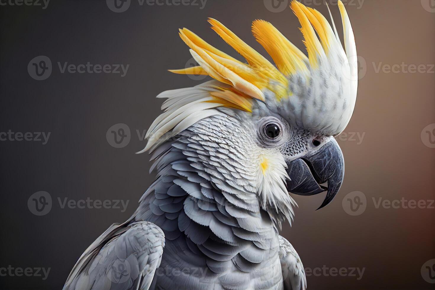 cresta amarilla cacatúa, blanco pájaro, retrato - generativo ai foto