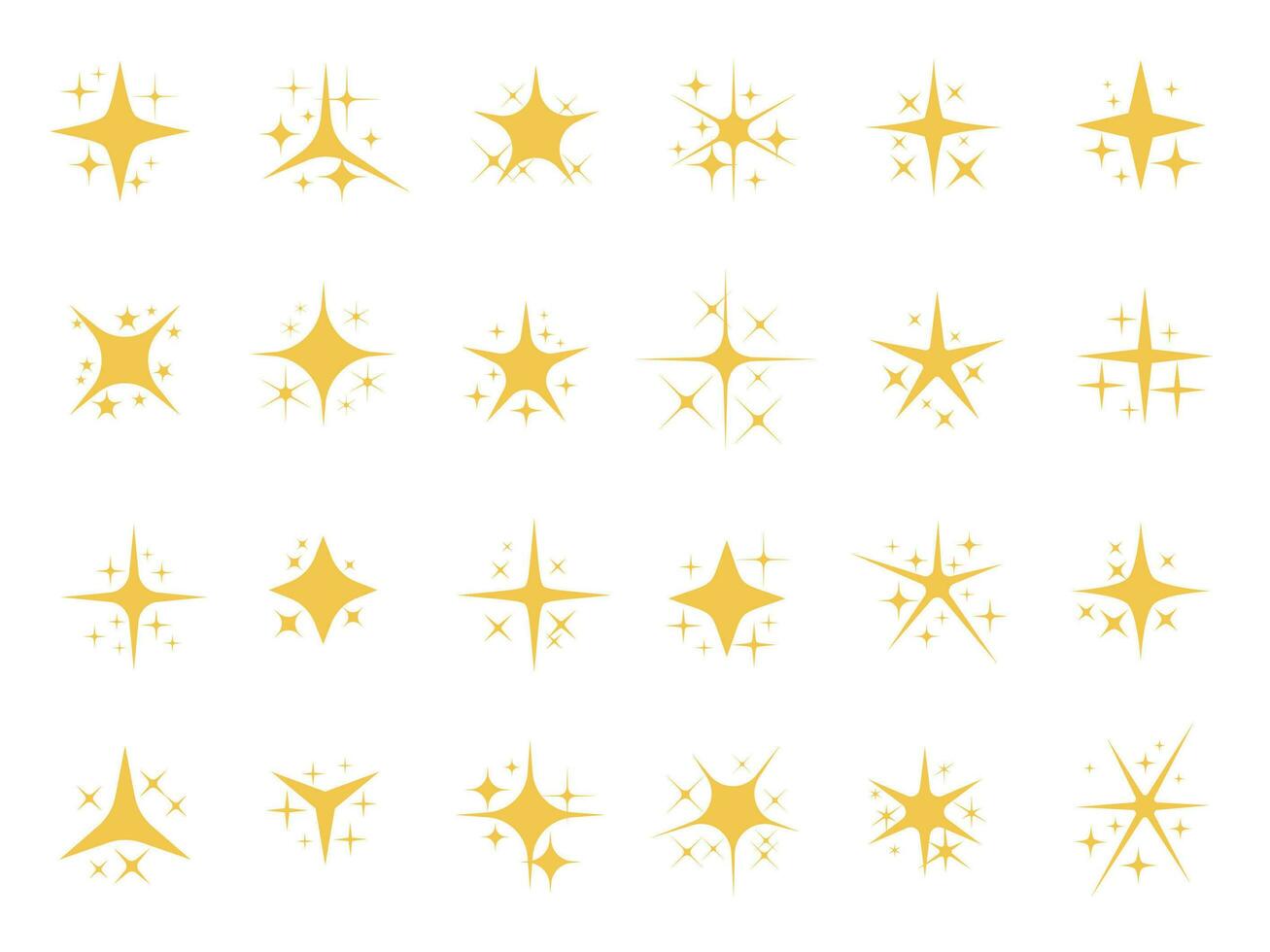 Sparkling stars. Shiny sparks, glitter light star and sparkle elements vector set
