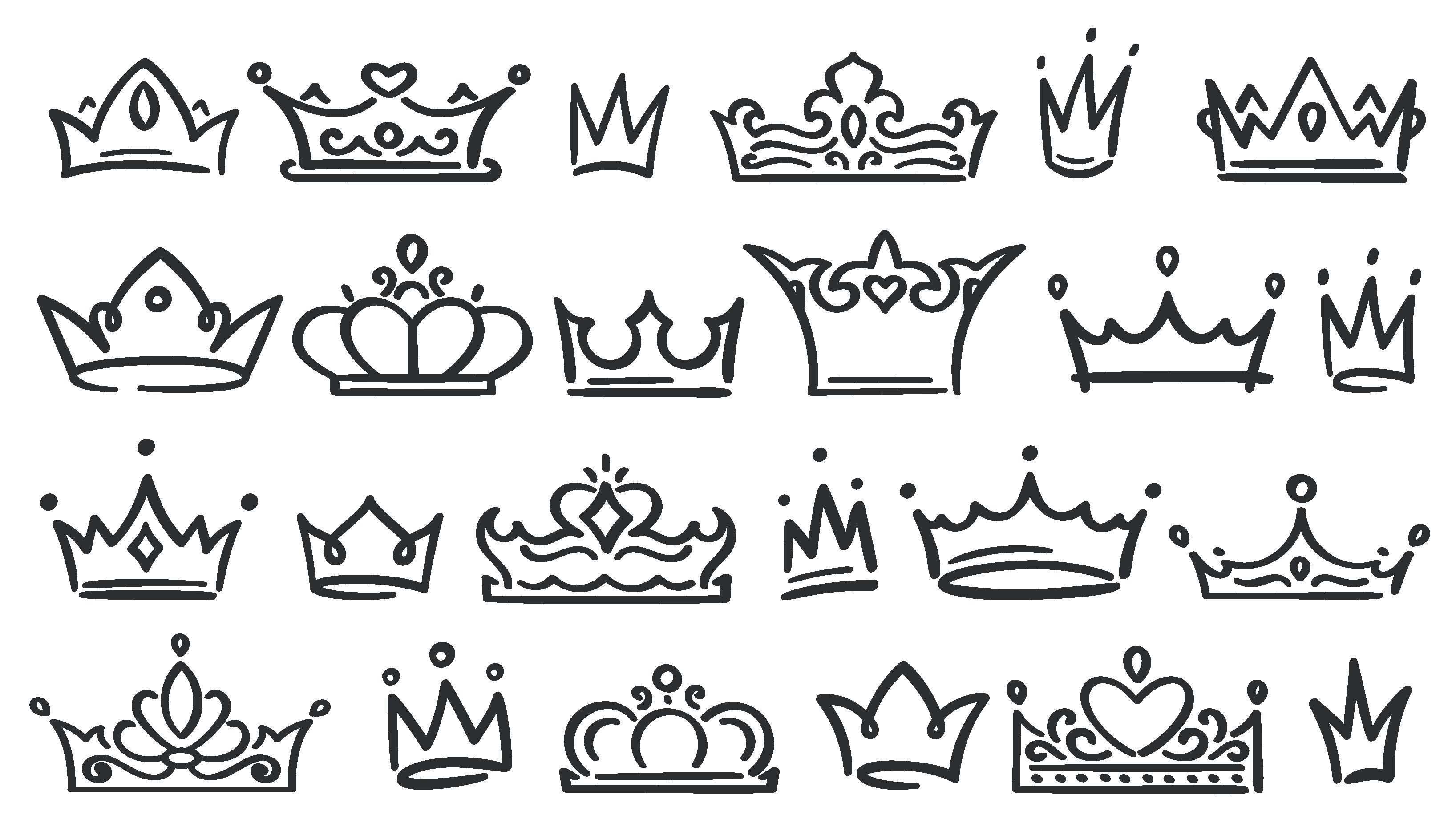 Sketch crown. Simple elegant queen or king crowns. Monarch majestic je By  YummyBuum | TheHungryJPEG
