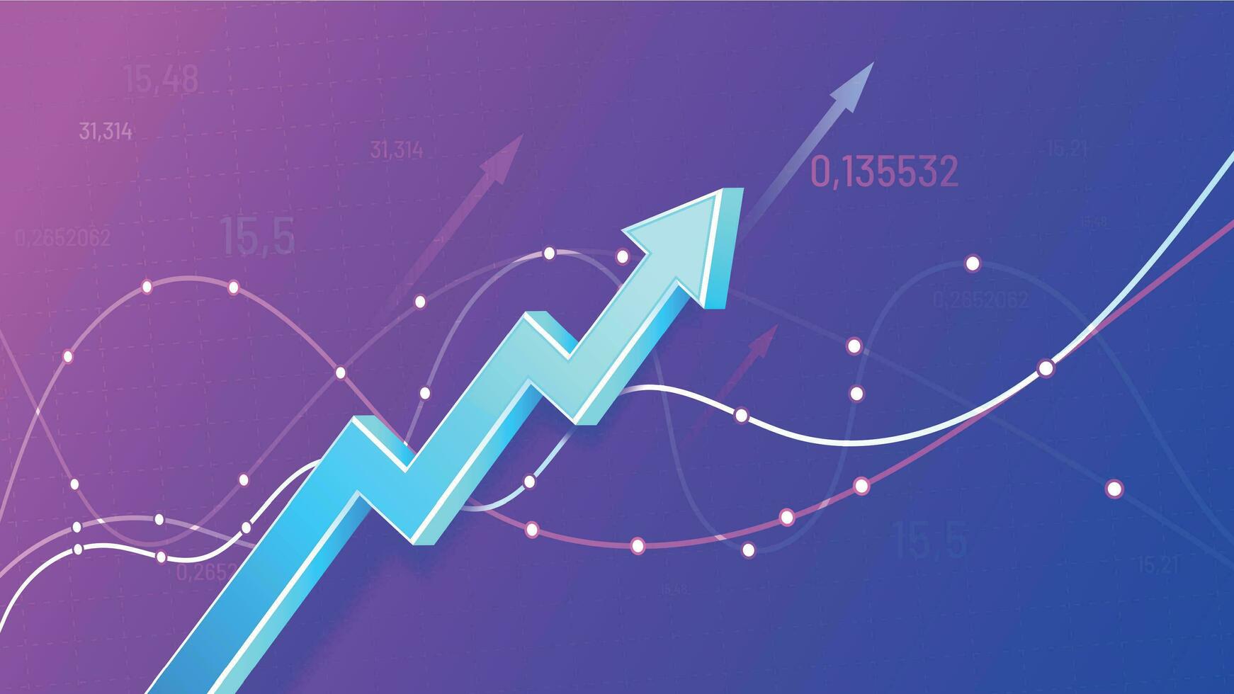 Growing financial schedule 3D arrow. Profit growth, rising chart and finance business statistic vector illustration. Successful business development, income increase. Positive stock market trend