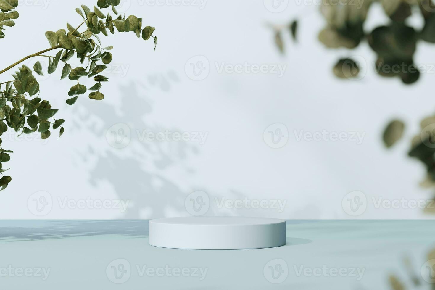 3D rendering Mock up greenery podium for product design, minimal display. shadow overlay. photo