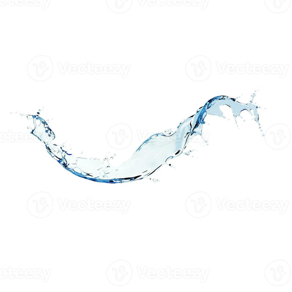 wavy splash clip art isolated on blue background. twisted liquid shape, water splash photo