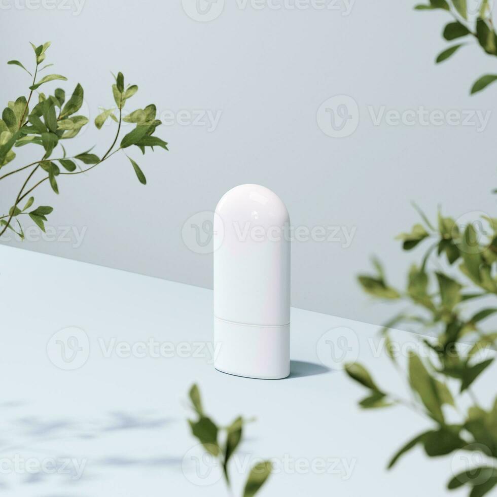 3D rendering Mock up greenery podium for product design, minimal display. shadow overlay. photo