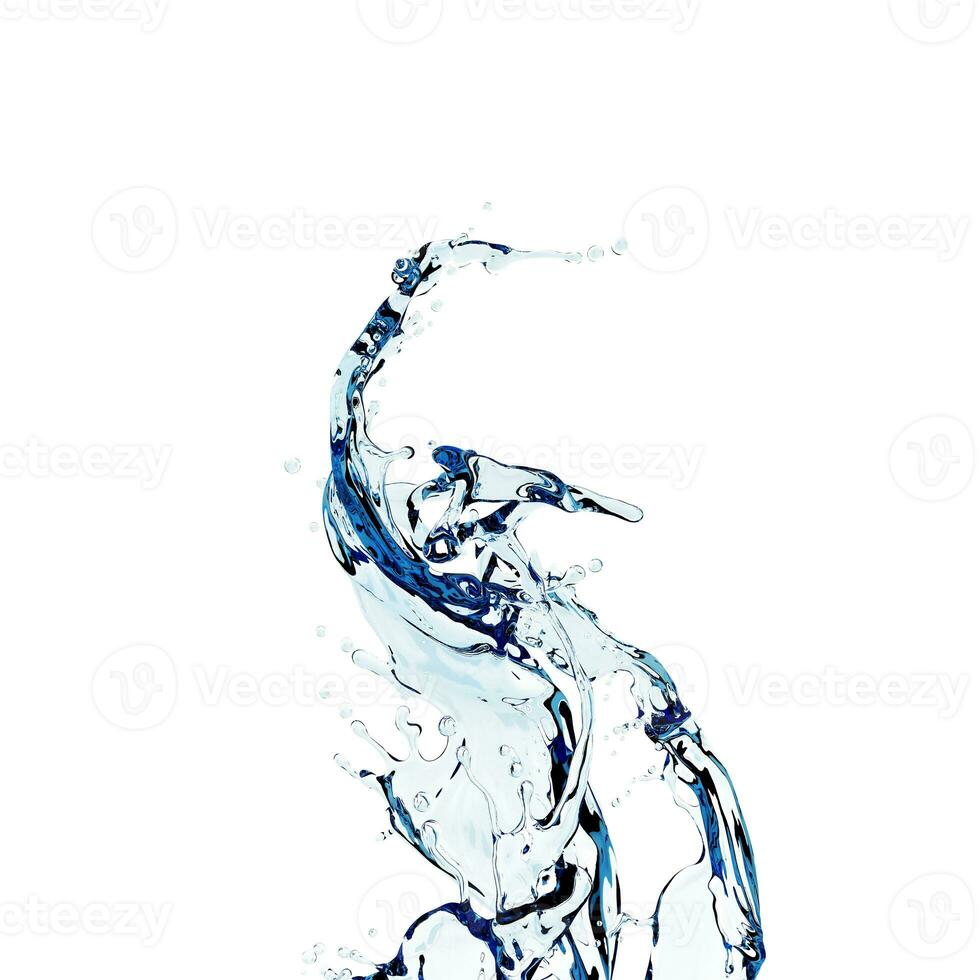 wavy splash clip art isolated on blue background. twisted liquid shape, water splash photo