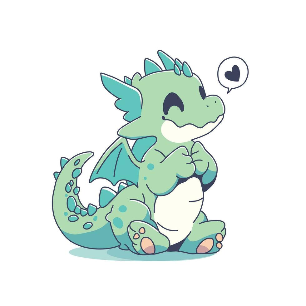 Cute Cartoon Baby Dragon Vector