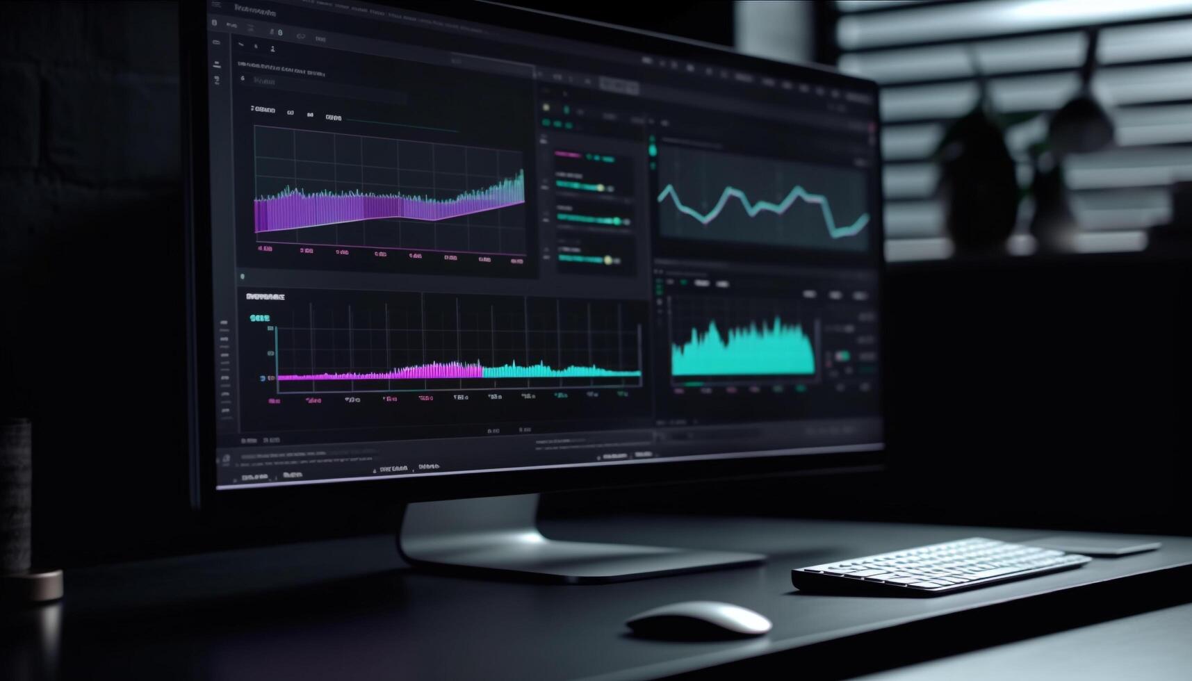 brillante computadora monitor analizando datos para negocio crecimiento generado por ai foto