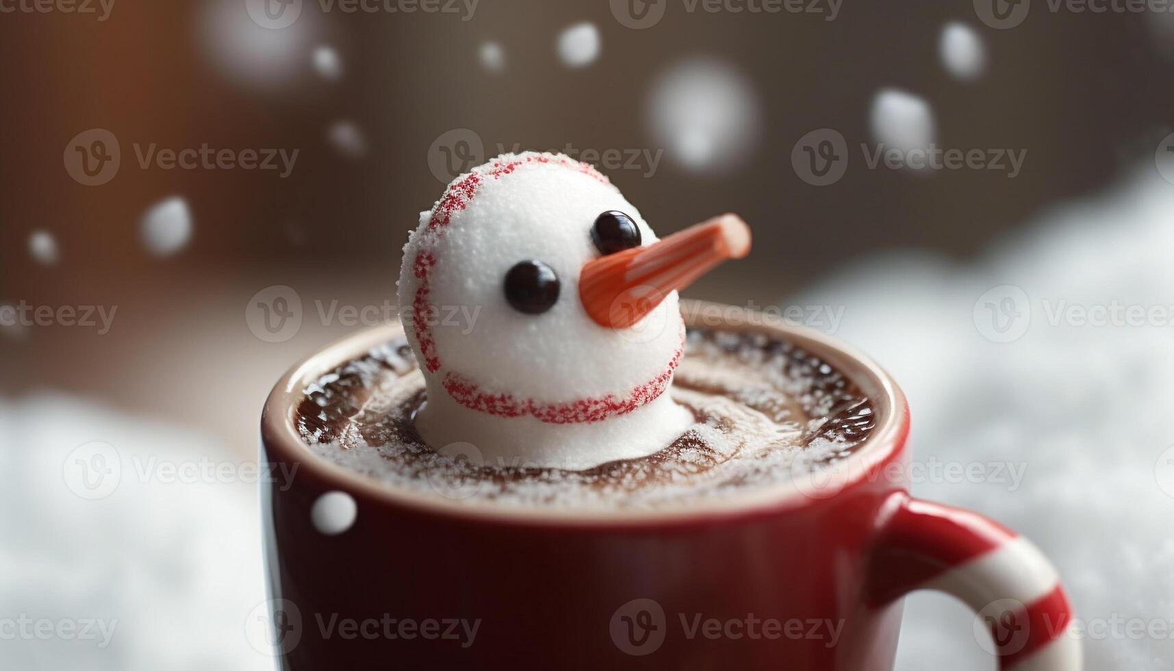 Hot chocolate with marshmallows, a winter delight generated by AI photo