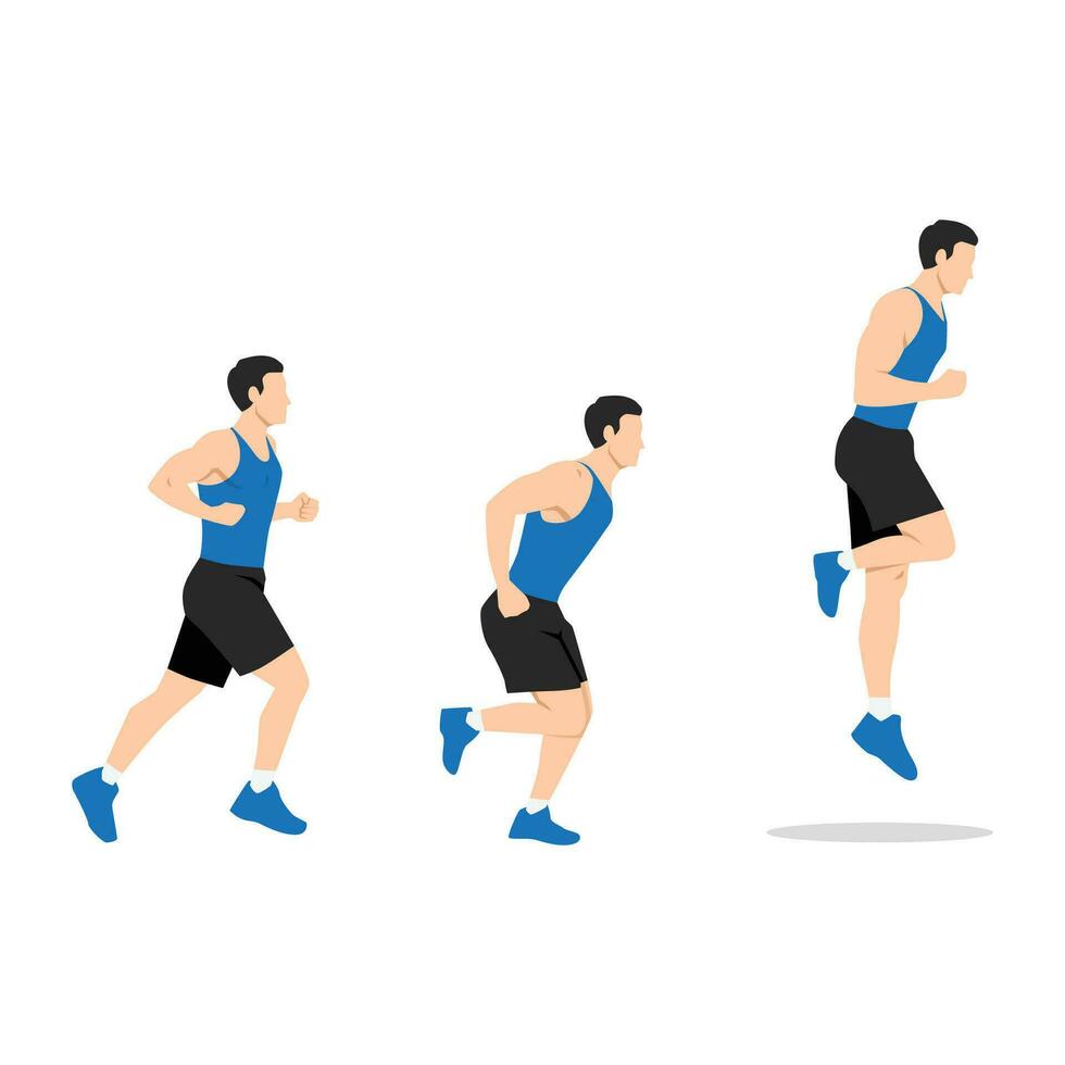 Man doing single or one leg hops or jumps exercise. Hops or hopping exercise. vector