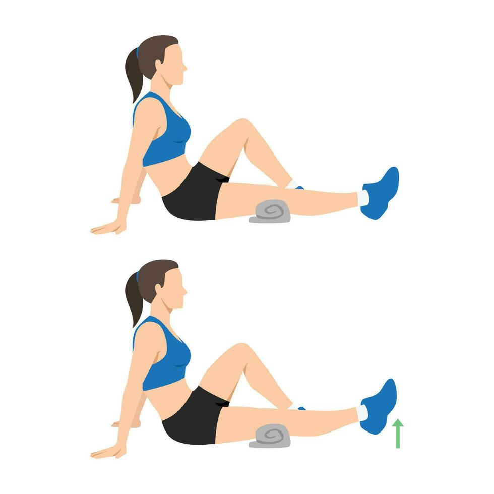 Woman doing seated knee extensions exercise vector