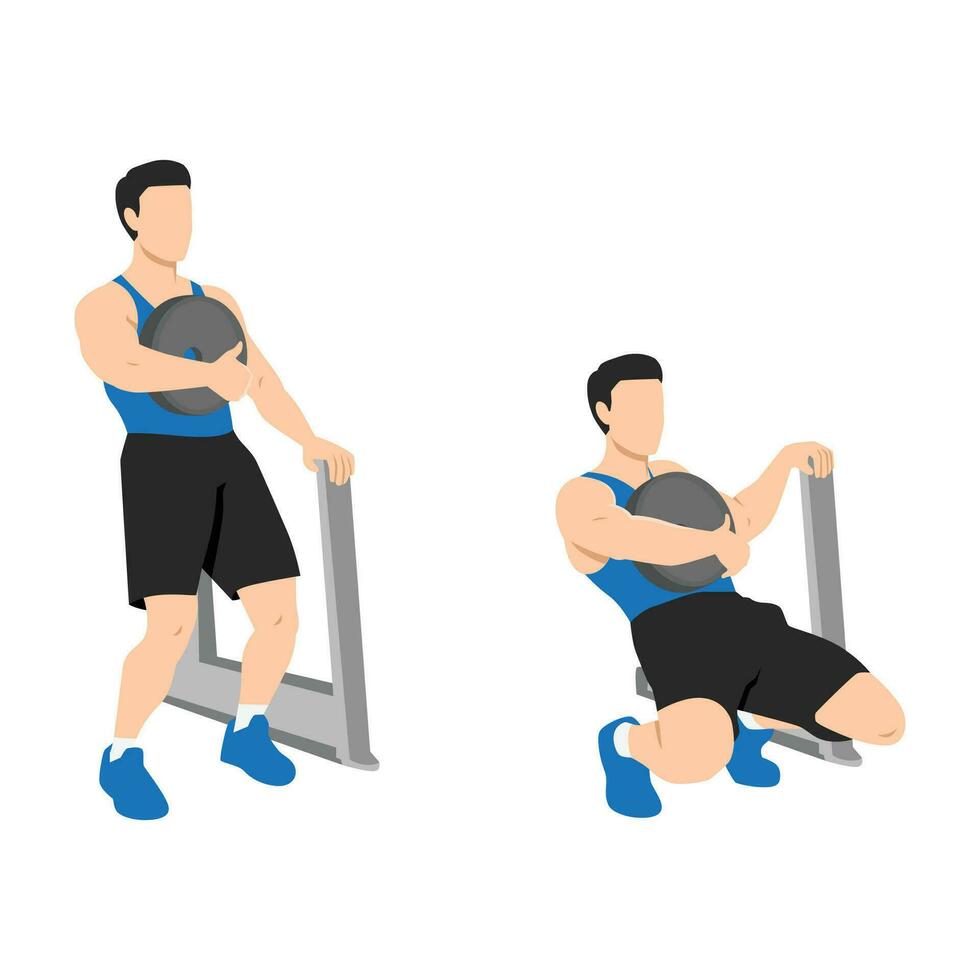 Man doing sissy squat exercise. vector