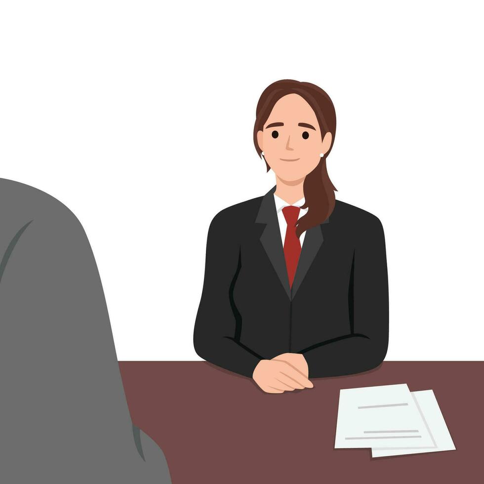 Young business woman smile interviewed. vector