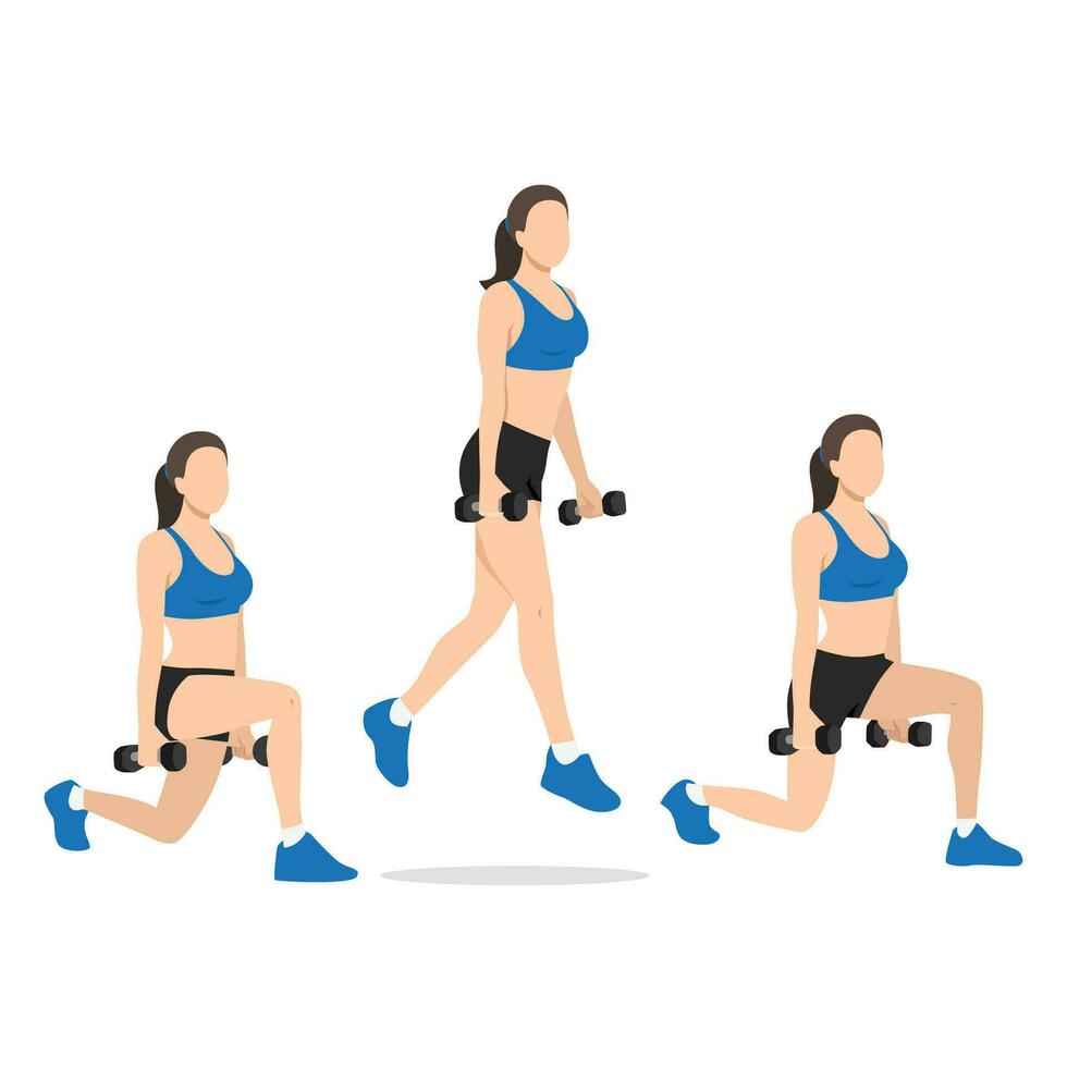 woman doing split alternating squat jumps exercise. vector