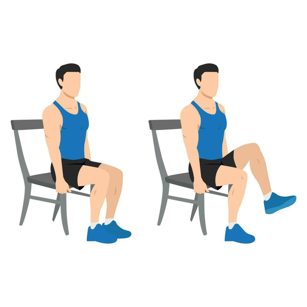 Man doing seated knee lifts or seated knee elevations 24792920 Vector ...