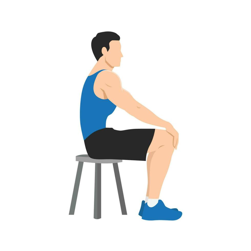 hombre haciendo sentado en ser. atleta hacer loto posición. lleno loto. sentado pose. asana en yoga. aliento tenencia. hundido abdomen. vector