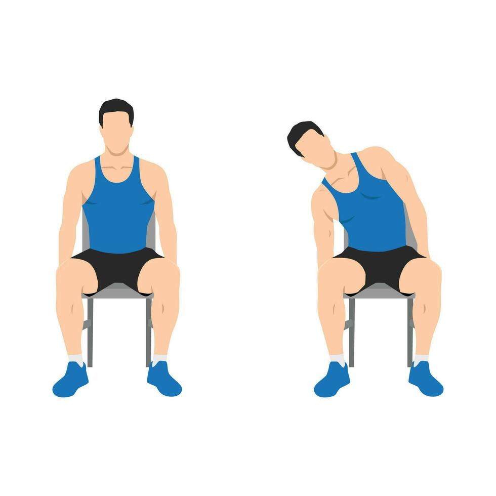 hombre haciendo sentado lado se inclina o silla se inclina ejercicio. vector