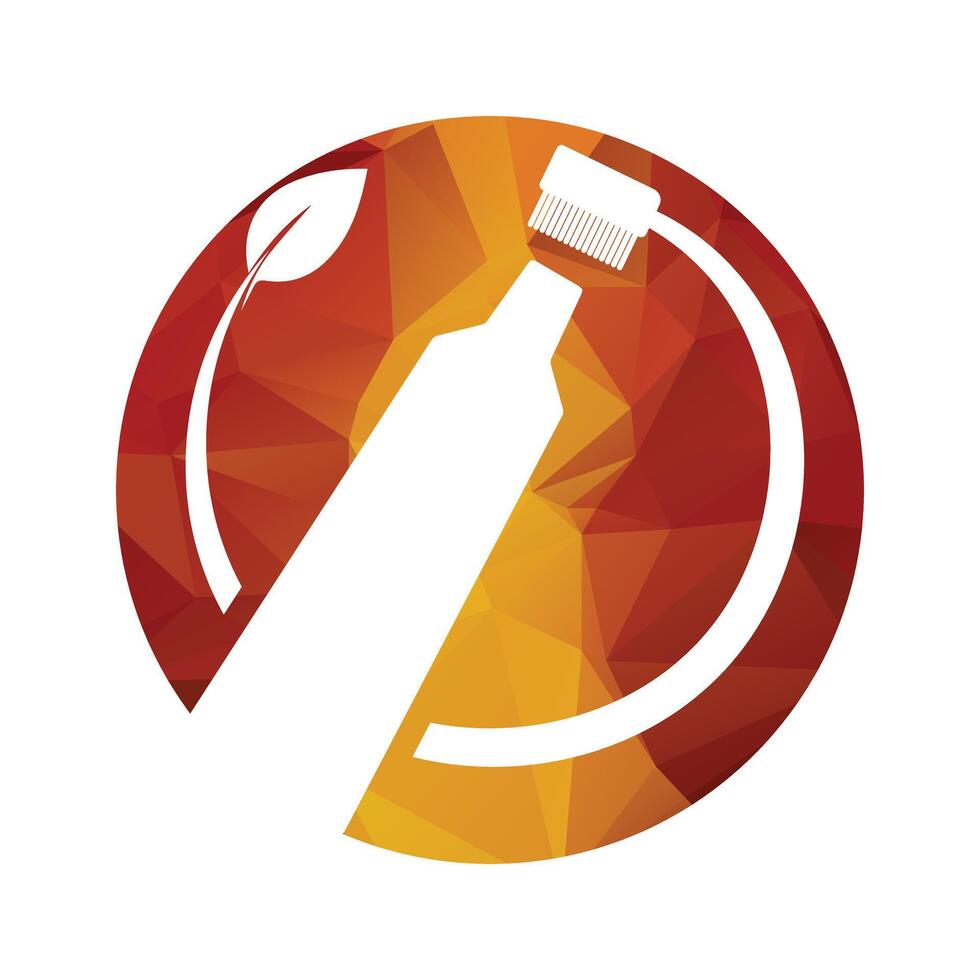 Tooth brush and tooth paste inside a shape of circle vector illustration