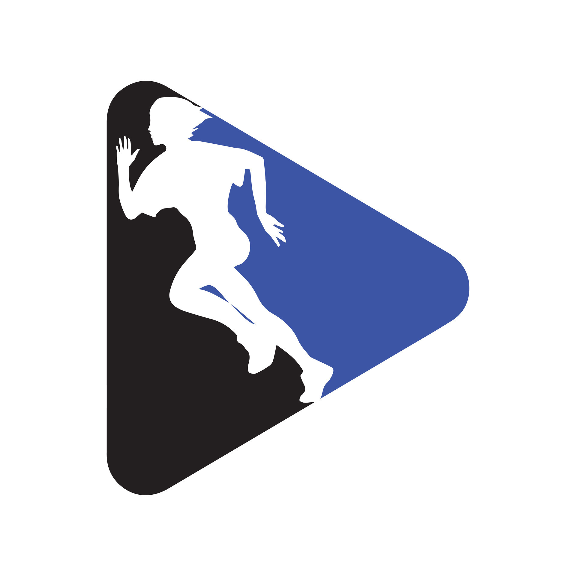 Running woman side view. vector illustration. inside the shape of play