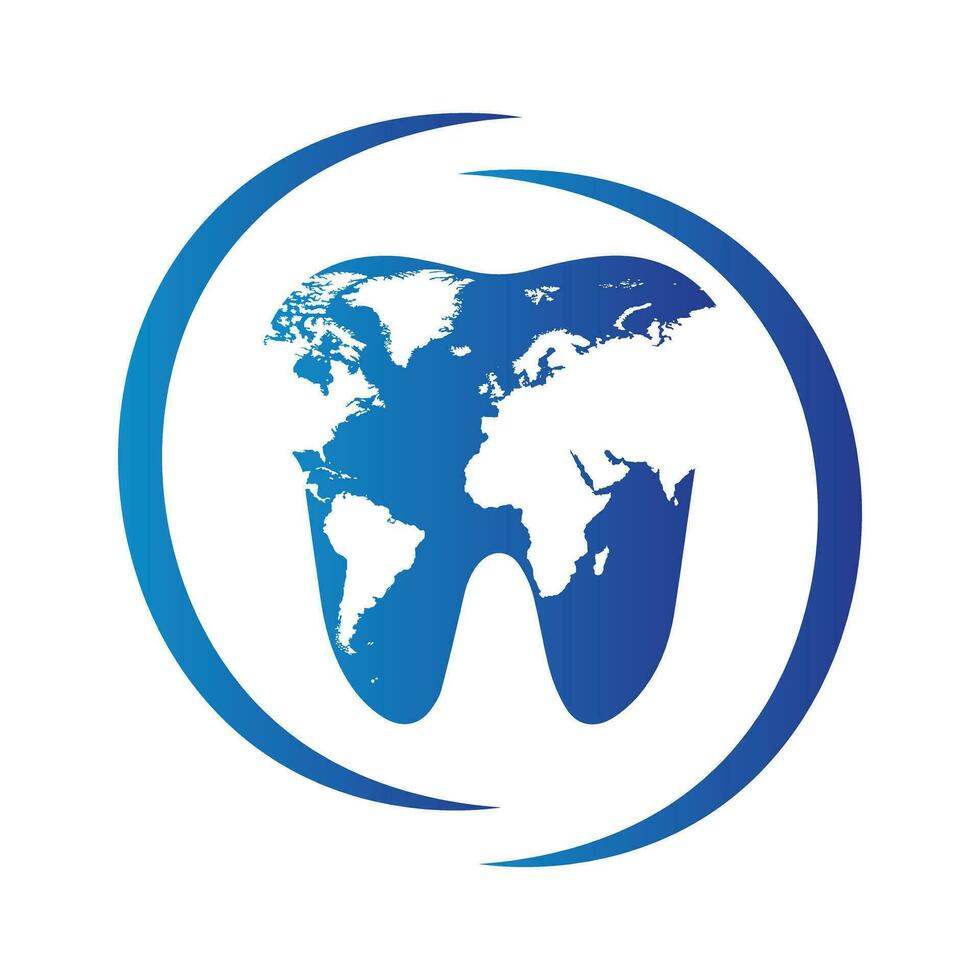 diente icono con mundo globo con anillo vector ilustración