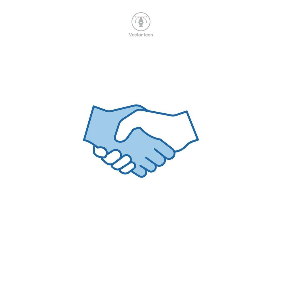 apretón de manos icono. un simpático y inclusivo vector ilustración de un apretón de manos, representando acuerdos, asociaciones, y confianza.