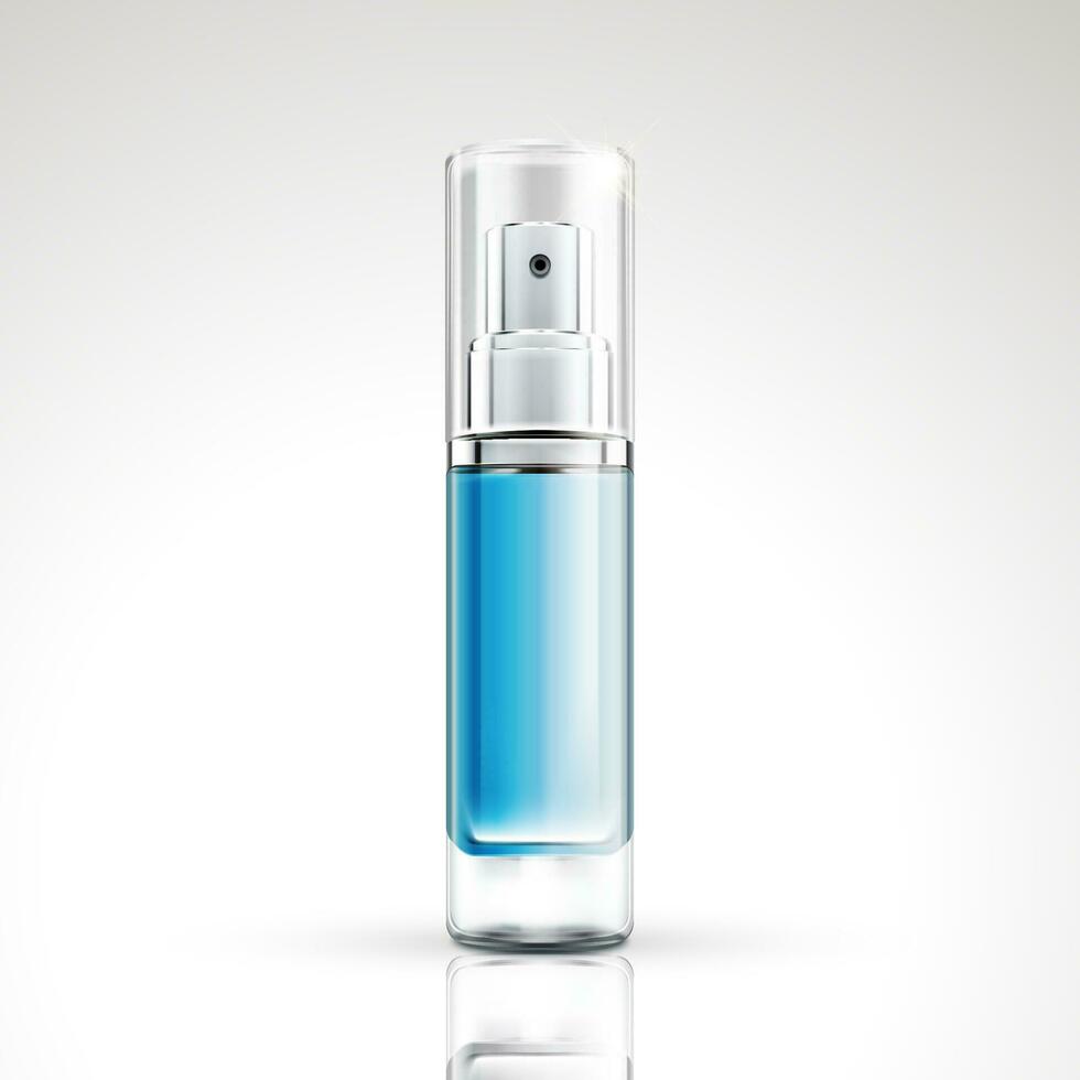 Blue spray bottle package design set in 3d illustration vector