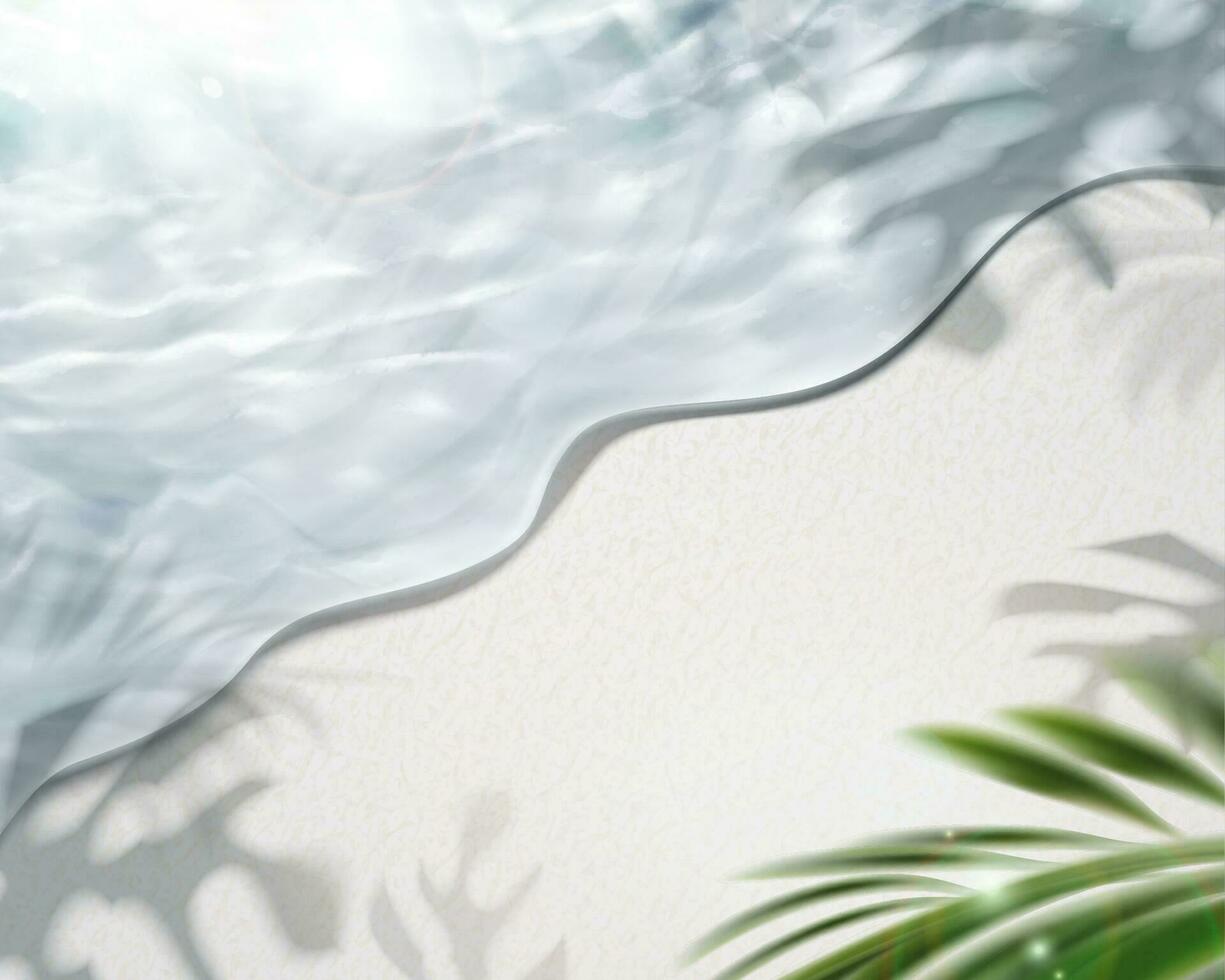 Summer beach clear water background in 3d illustration vector