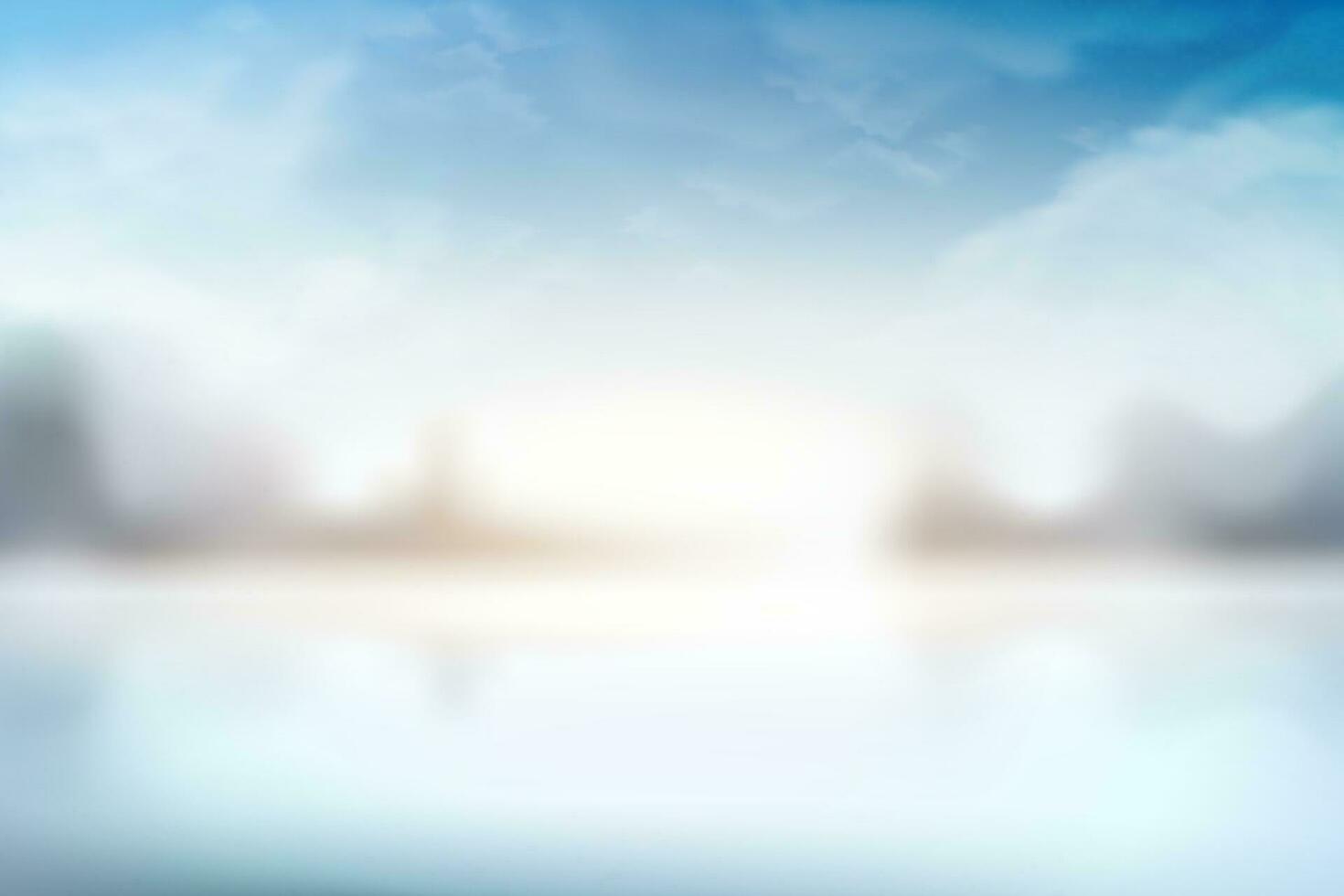 Bokeh blue sky scenery in 3d illustration vector