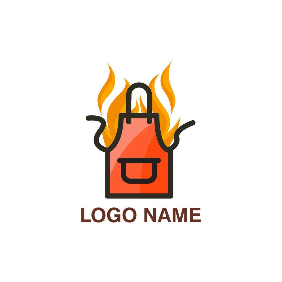 logo chef with fire flame. vector illustration