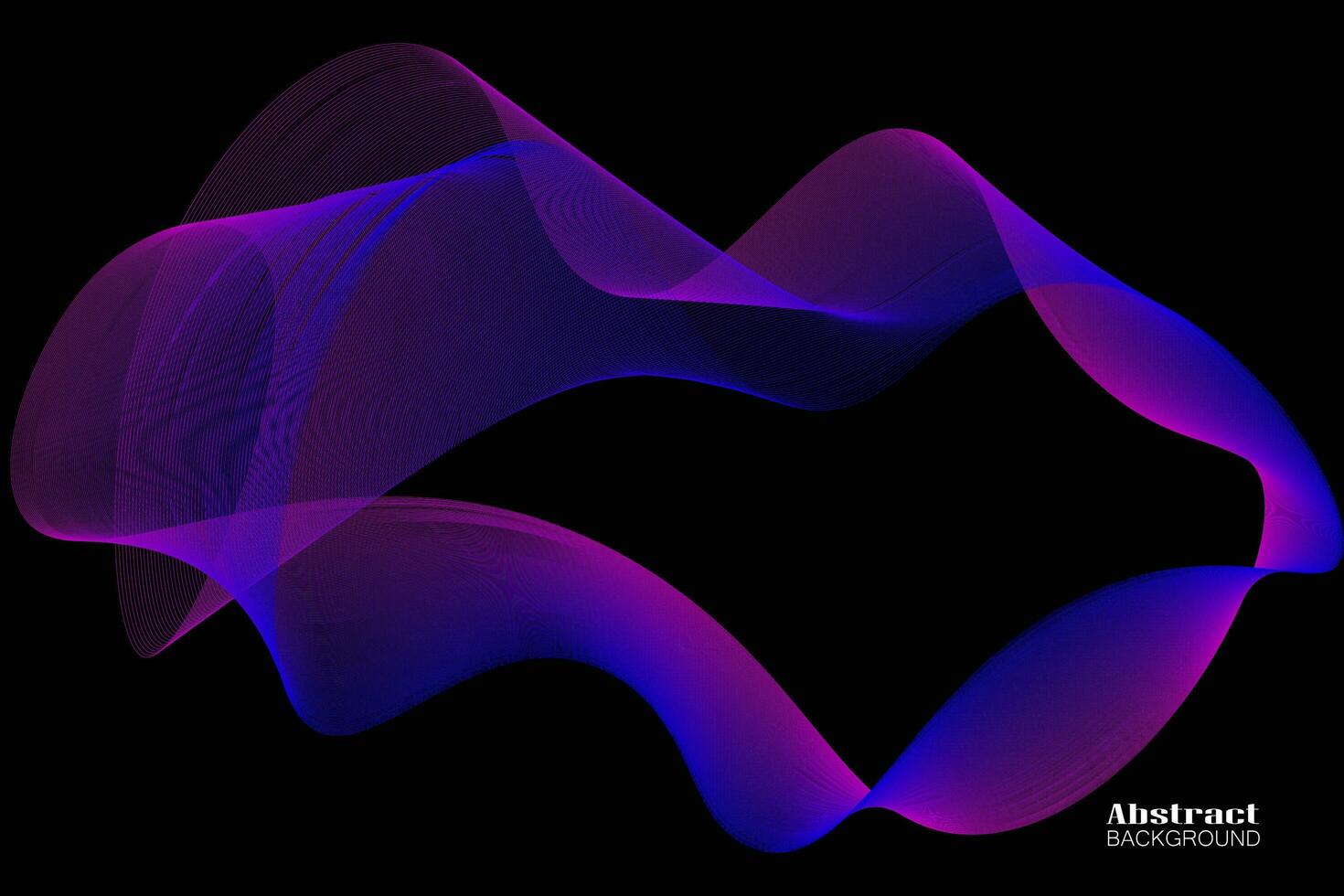 Abstract background with dynamic linear waves. Vector illustration in flat minimalistic style. isolated on dark background.