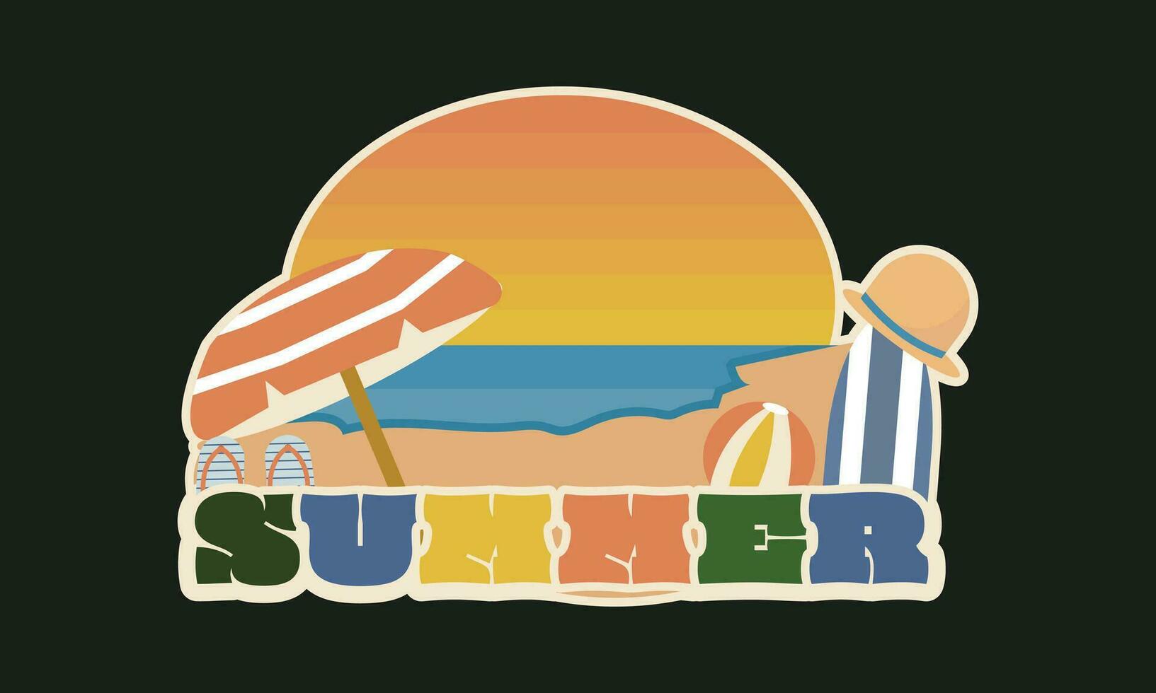 Summer time fun concept design. Creative background of landscape vector