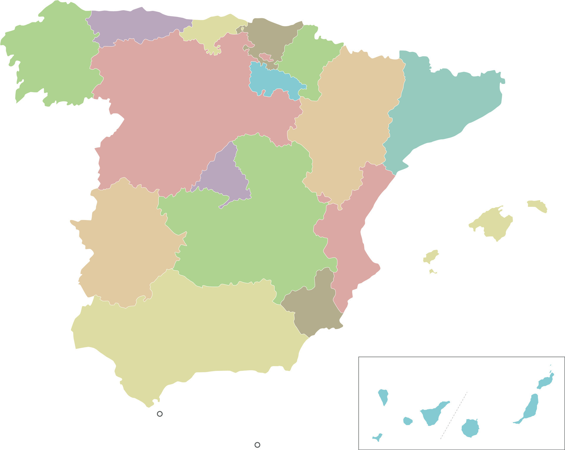 Vector Blank Map Of Spain With Regions And Territories And Blank Map Of Spain With Regions And Territories And Administrative Divisions Editable And Clearly Labeled Layers Vector