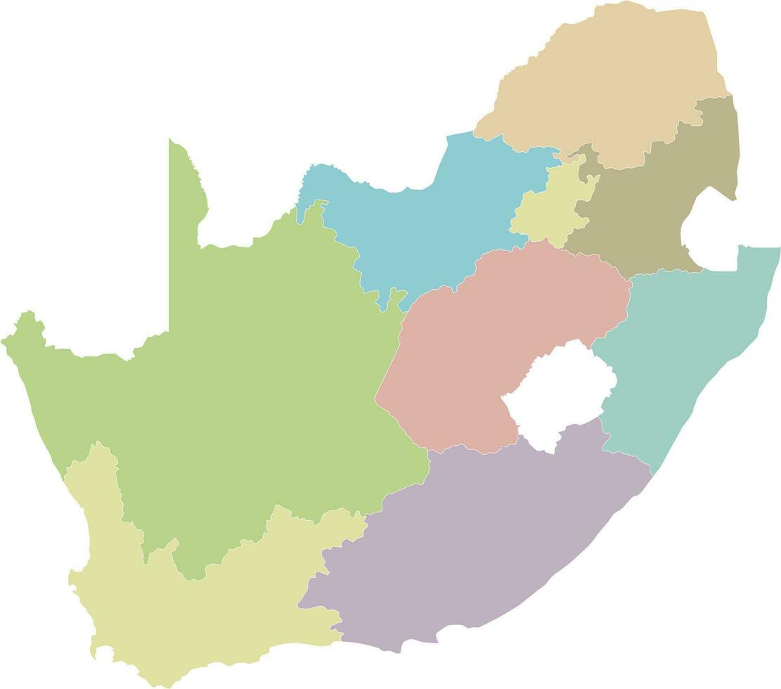 Vector blank map of South Africa with provinces and administrative divisions. Editable and clearly labeled layers.