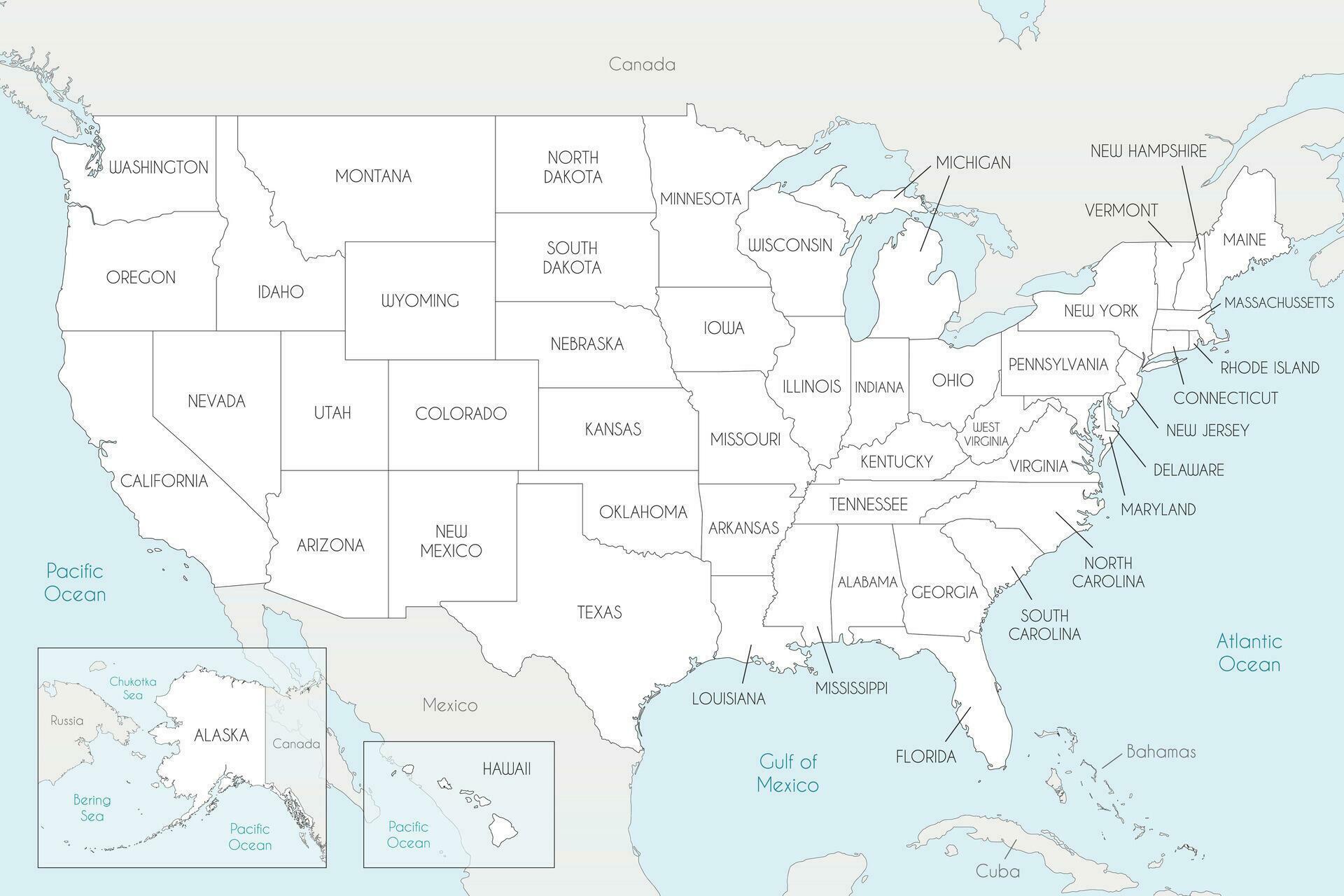 Vector Map Of USA With States And Administrative Divisions And Map Of Usa With States And Administrative Divisions And Neighbouring Countries Editable And Clearly Labeled Layers Vector 