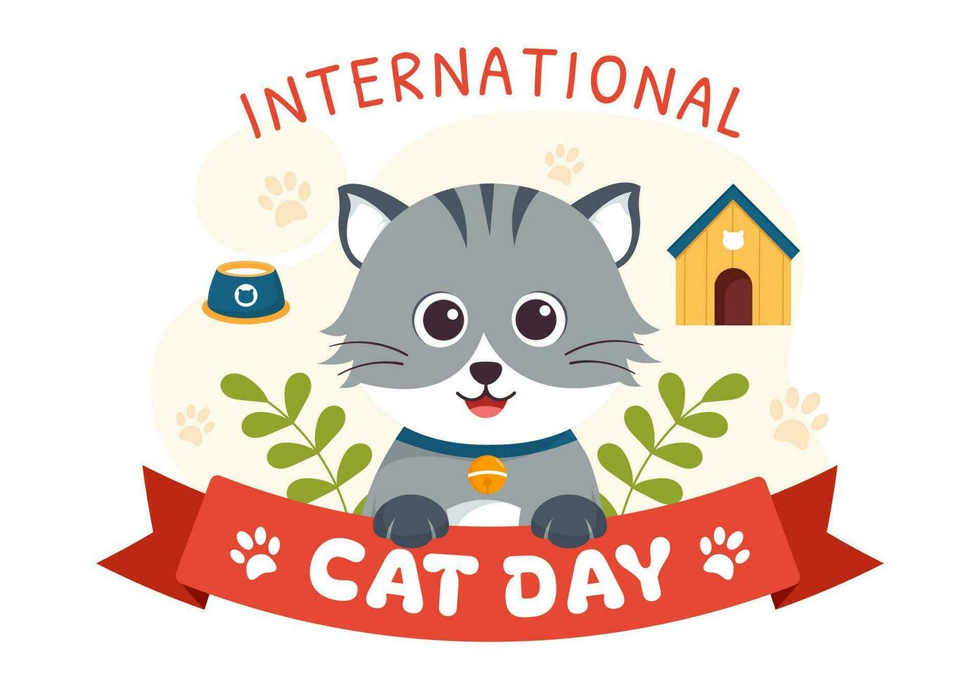 International Cat Day Vector Illustration on August 8 with Cats Animals Love Celebration in Flat Cartoon Hand Drawn Background Templates