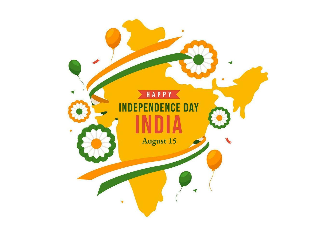 Happy Independence Day India Vector Illustration on 15 August with Indian Flag in Flat Cartoon Hand Drawn Celebration Background Templates