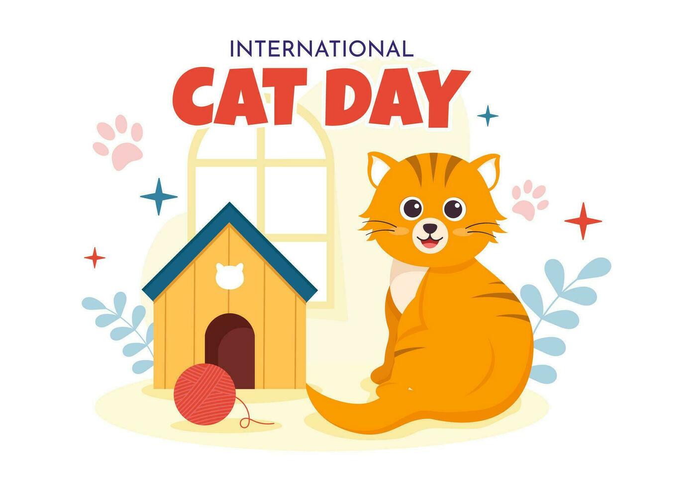 International Cat Day Vector Illustration on August 8 with Cats Animals Love Celebration in Flat Cartoon Hand Drawn Background Templates