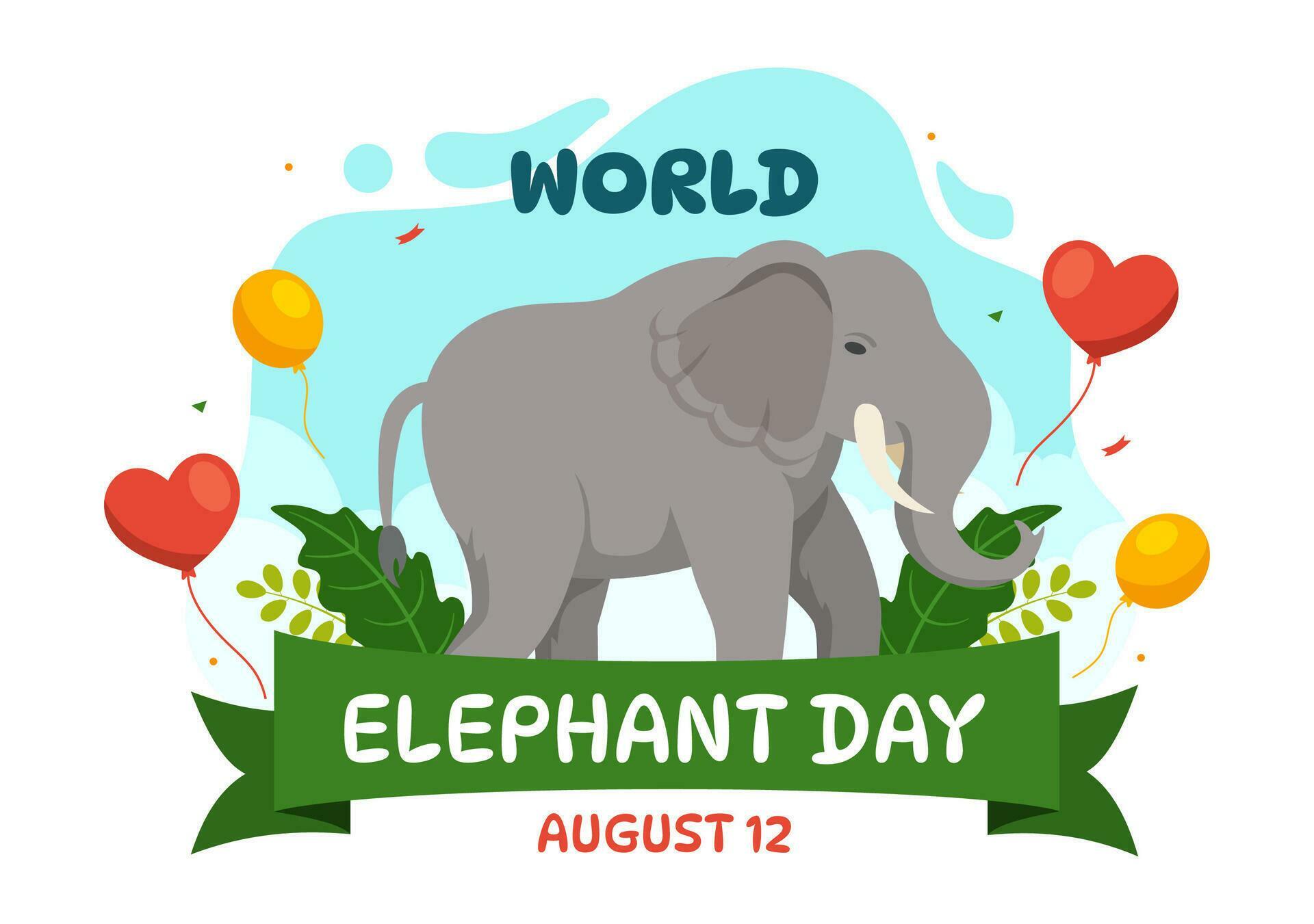 World Elephant Day Vector Illustration on 12 August with Elephants