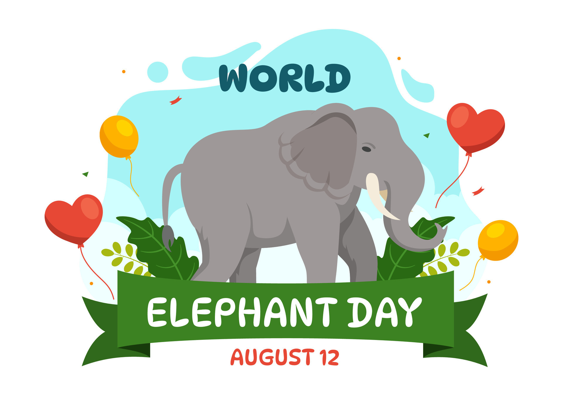 World Elephant Day Vector Illustration on 12 August with Elephants