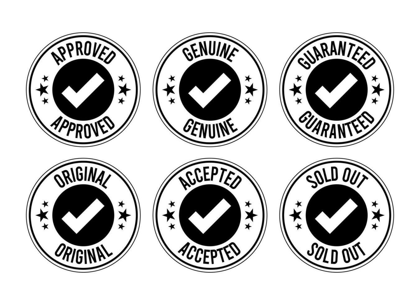 Stamp design set - premium quality, guaranteed, approved, sold out, postponed, confirmed, genuine, original. vector