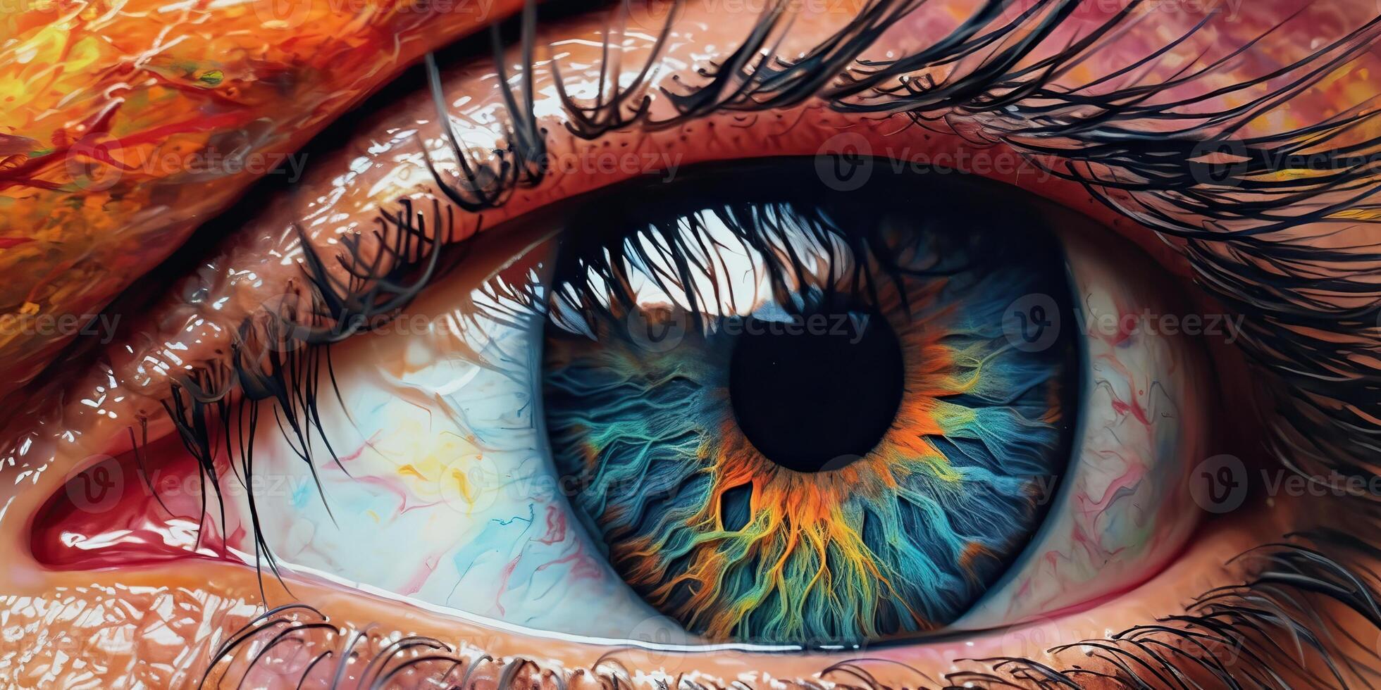 . . Photo realistic illustration of human eye oil draw. Graphic Art