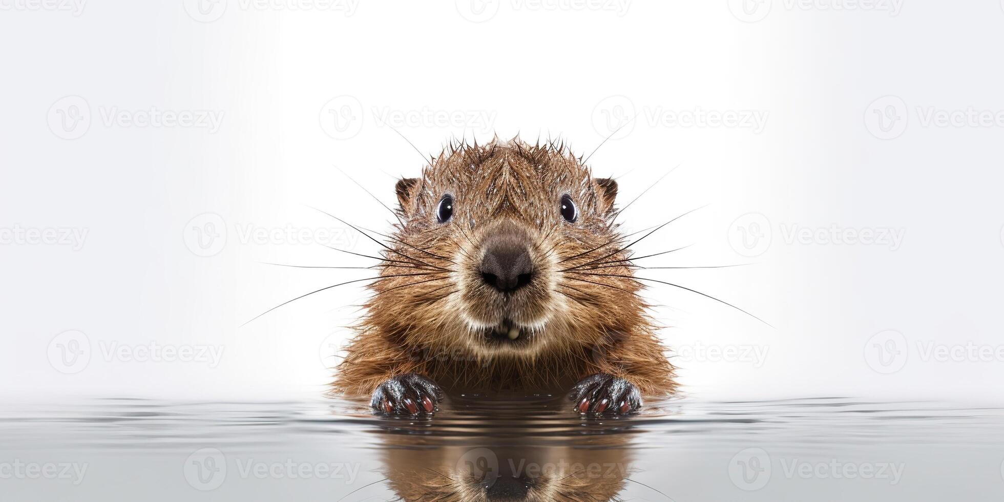 . . Photo Illustration of baby little beaver portrait face animal. Graphic Art