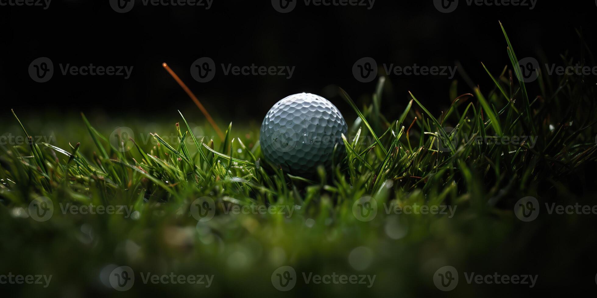 ai generado. ai generativo. golf pelota en verde césped. gráfico Arte foto