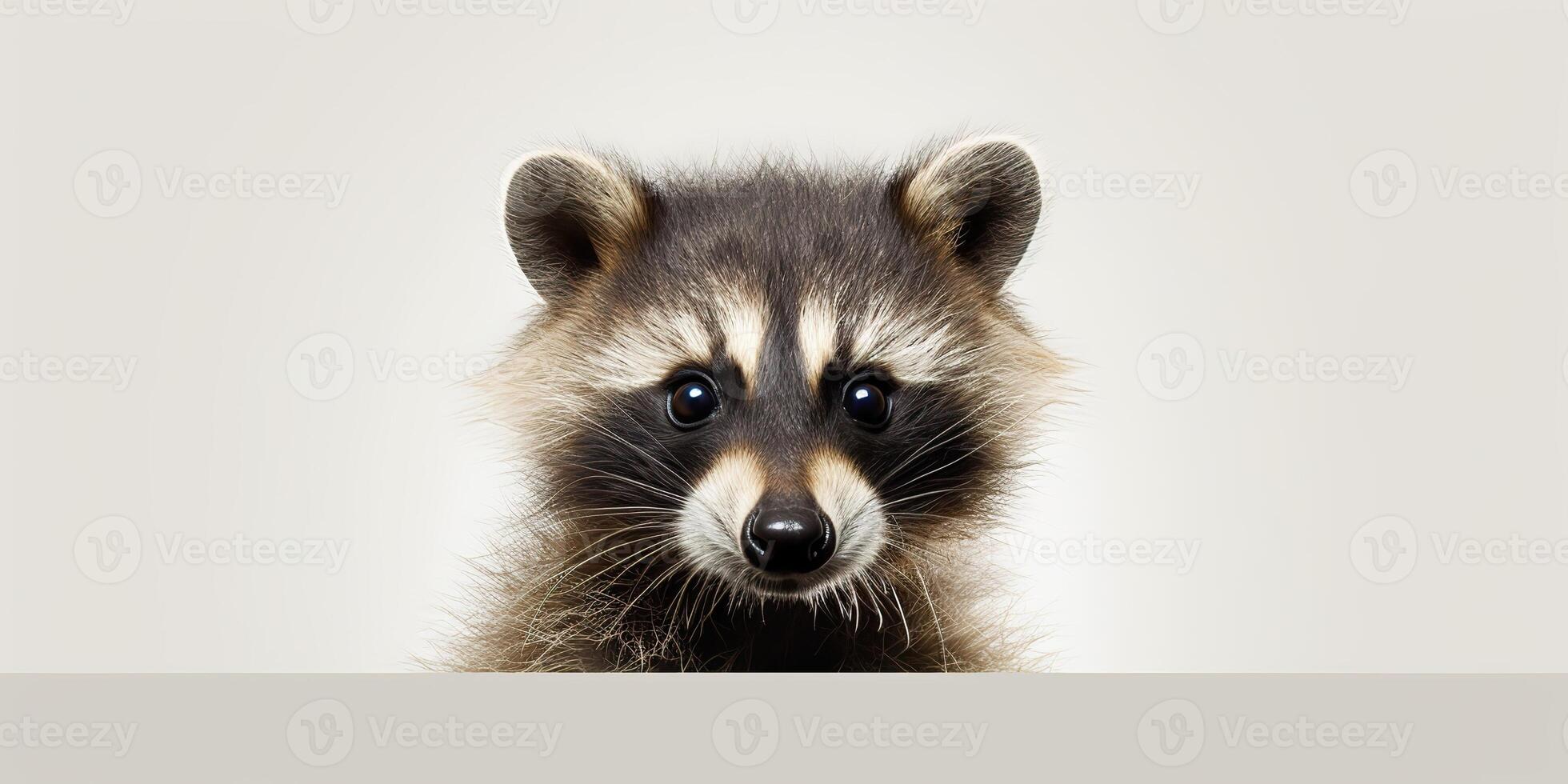 . . Photo Illustration of baby little nimal racoon face portrait cure. Graphic Art