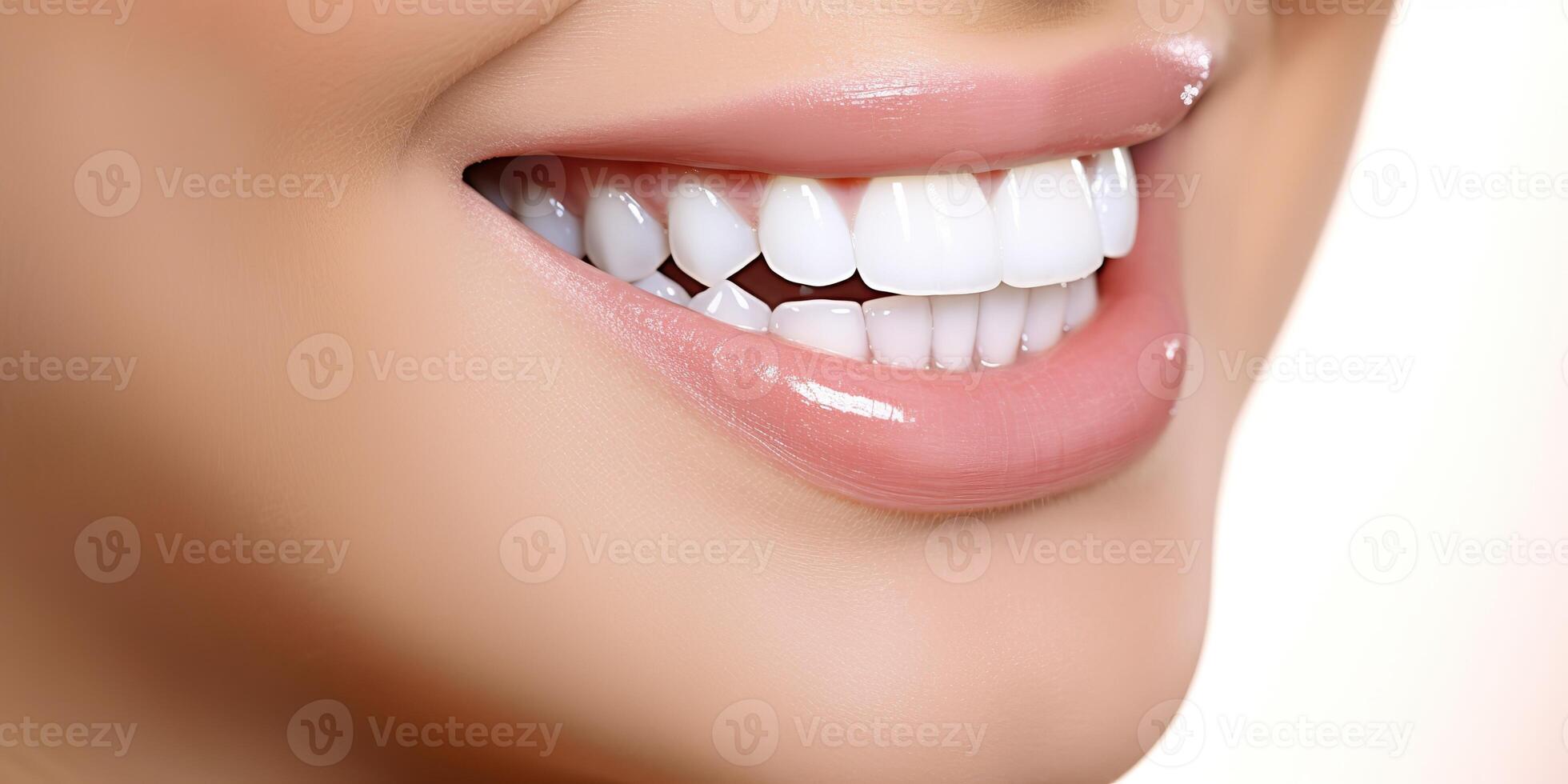 ai generado. ai generativo. Perfecto mierda dientes hermosa niña sonrisa. dantista salud cuidado promoción. gráfico Arte foto